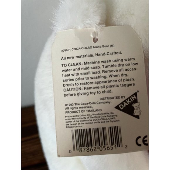 NWT Vintage 1993 Dakin Coca Cola Polar Bear w/ Scarf Plush, 11” - Picture 9 of 10